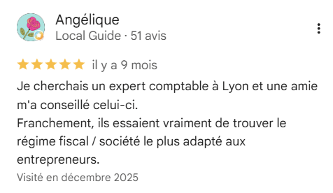 Avis Google de Angélique, 5 sur 5, sur ComptaLyon